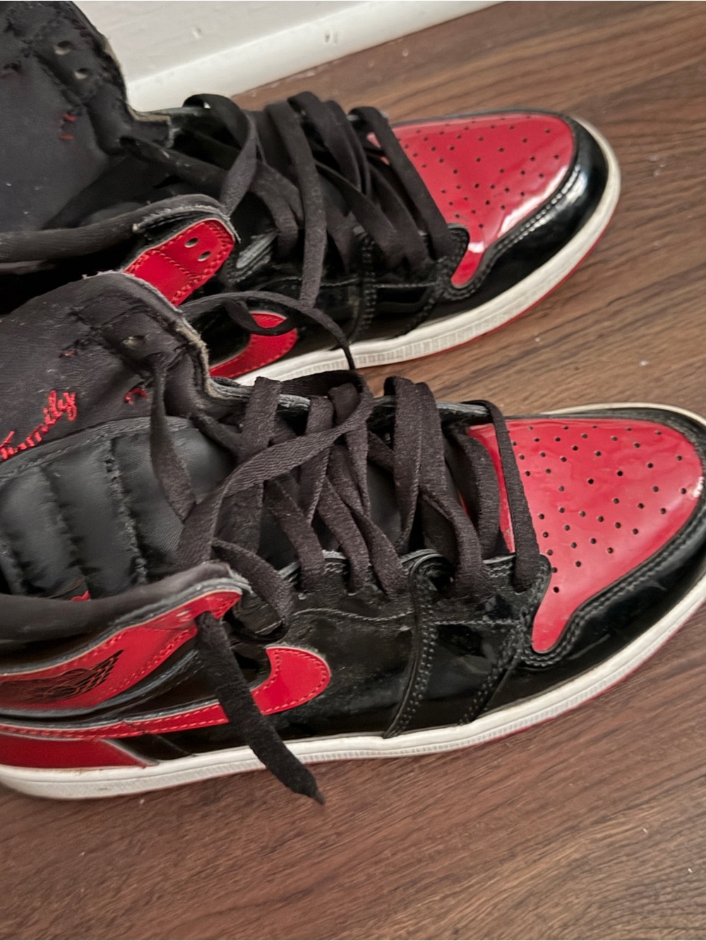 Jordan Black and Red High-Top Sneakers - Picture 4 of 8